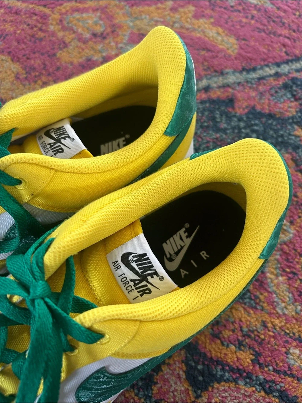 Nike | Men’s White/Yellow/Green Canvas Air Force 1 Lace Up Low Top Sneakers 13